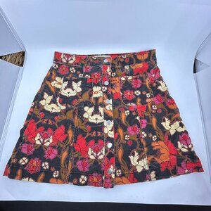 Outfitters Retro Floral Corduroy Mini Skirt Velvet Skirt